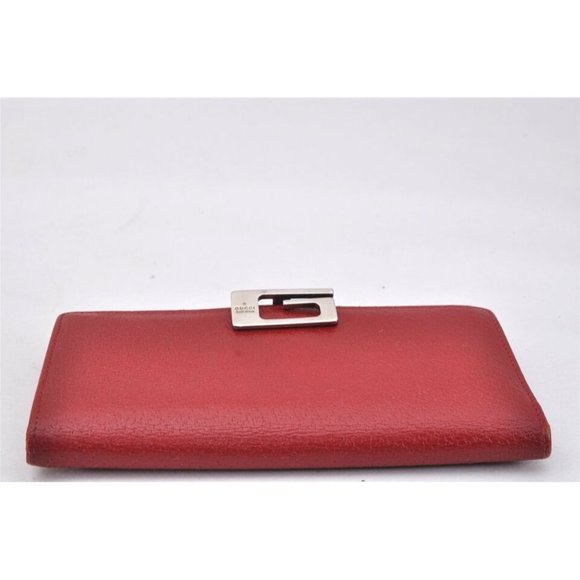 Gucci red leather wallet w square silver G clasp - Picture 6 of 15